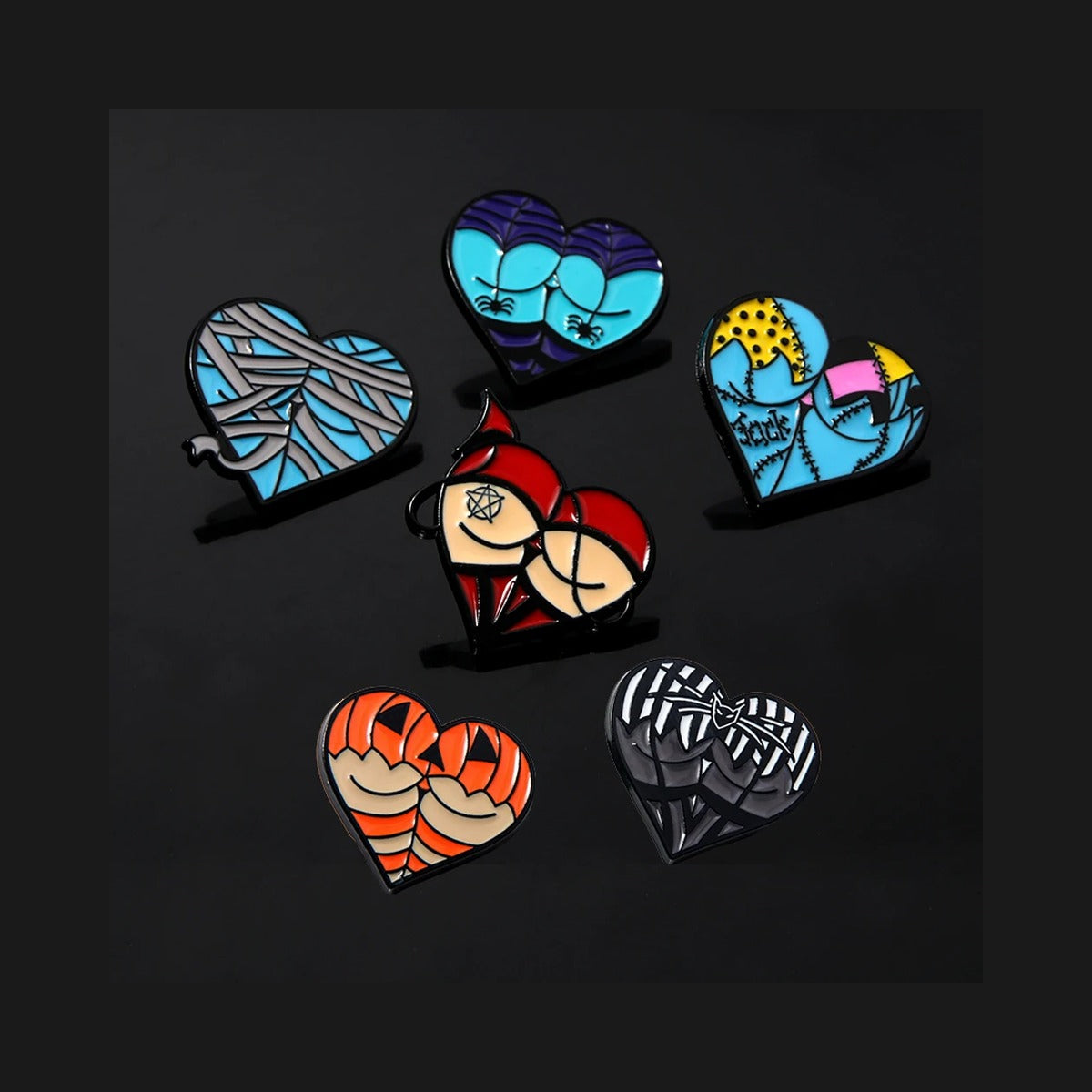 Curse of the Colorful Hearts Enamel Pin Set