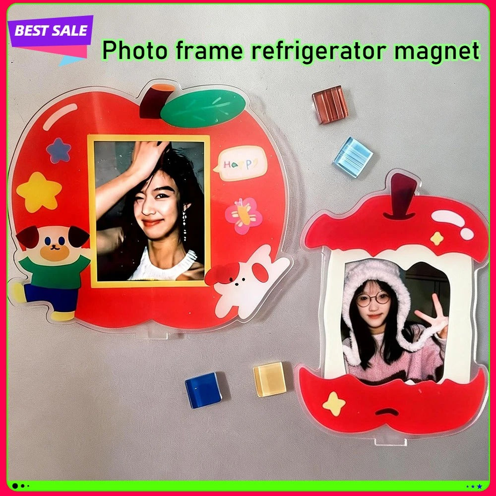 Cute Apple Photo Frame Refrigerator Magnet Set
