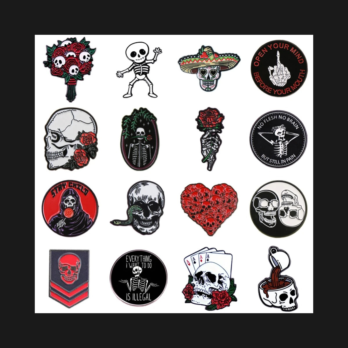 Creepy Rose Skull Enamel Pin