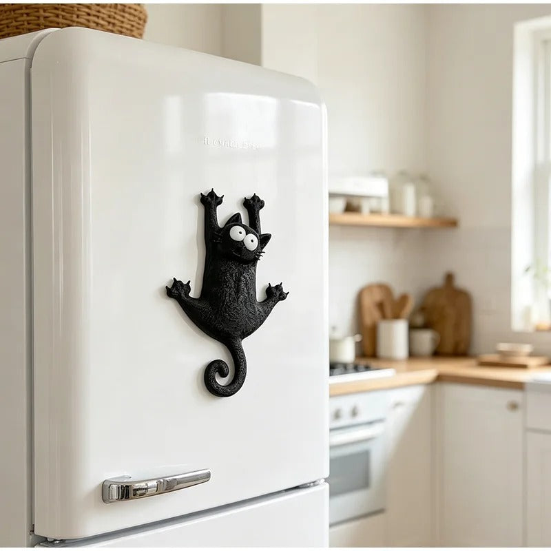 Funny Black Cat Fridge Magnet with 3D Design