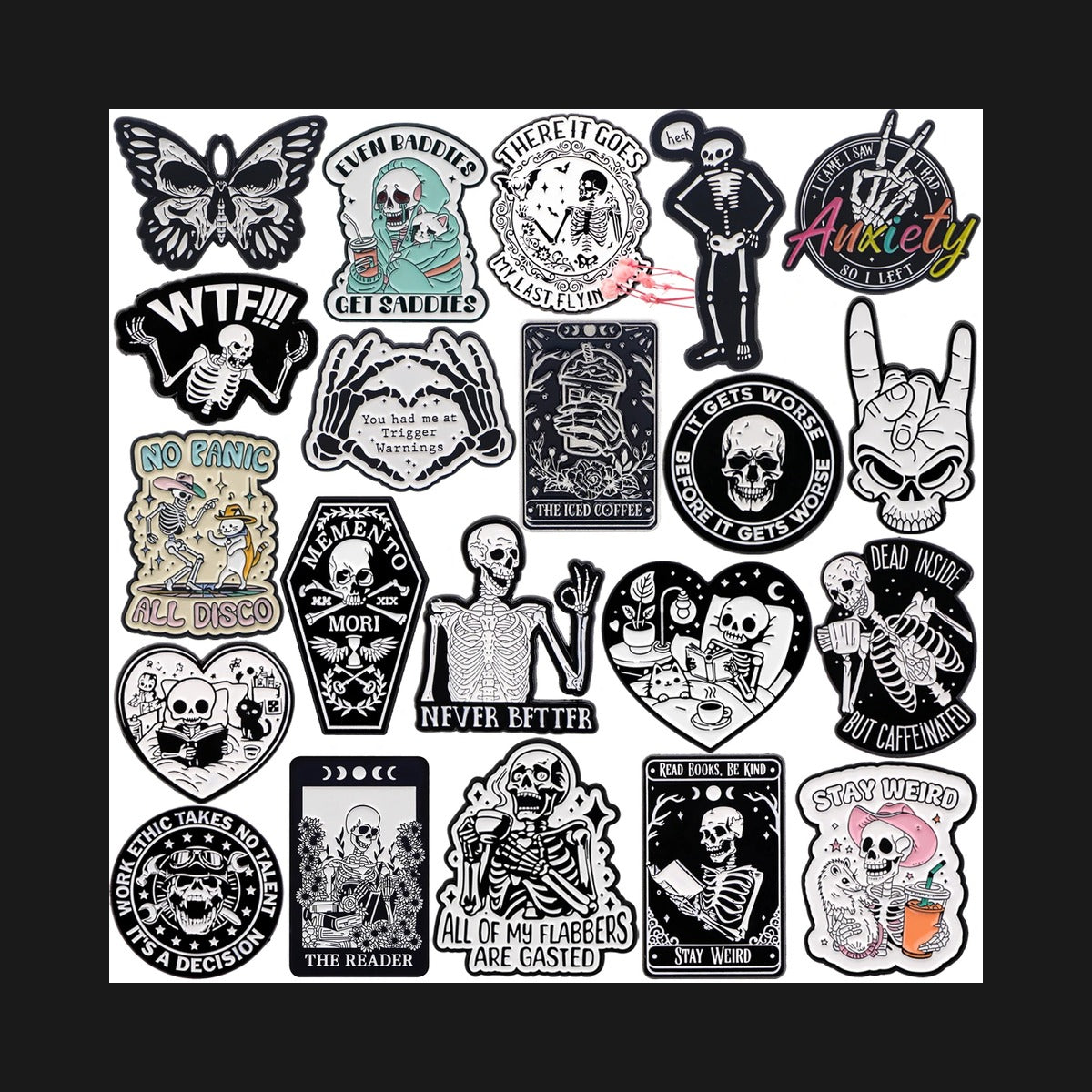 Charmingly Creepy Skeleton Sticker Pack