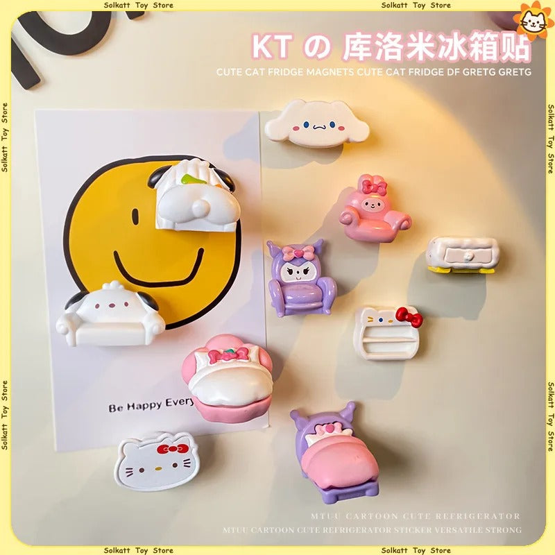 Cute Cat Character Fridge Magnets Set
