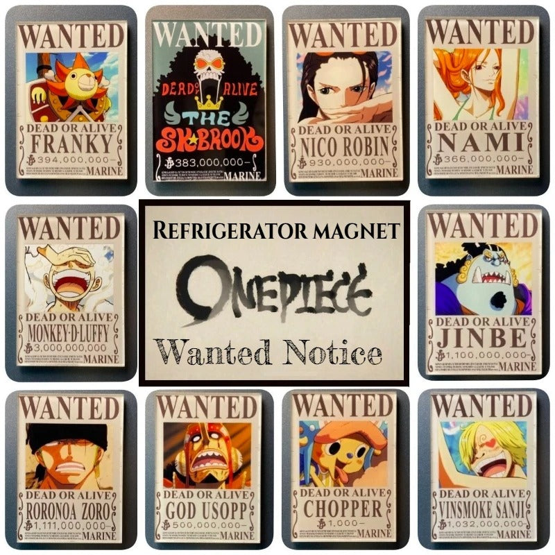 One Piece Wanted Character Magnet Set