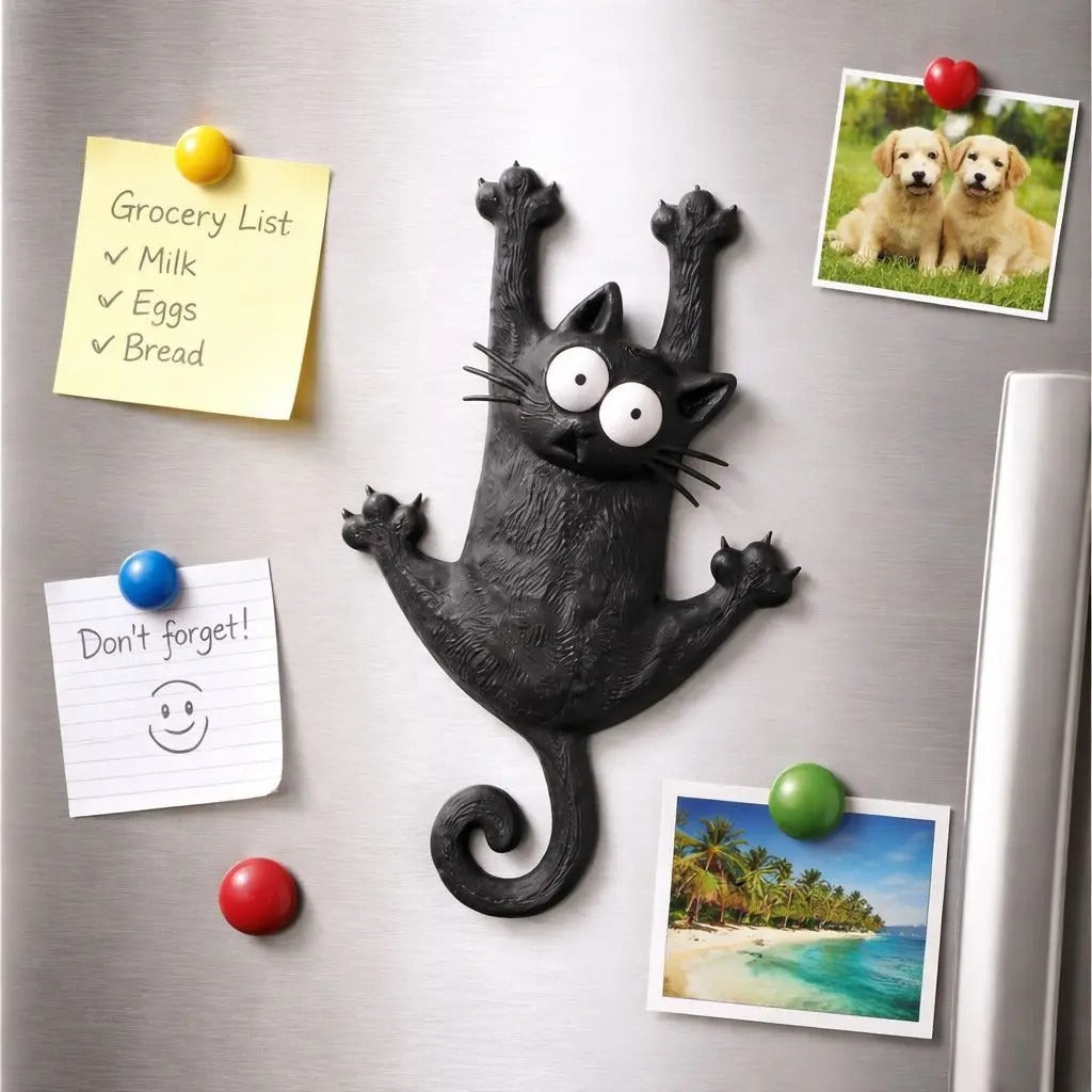 Cute Black Cat Fridge Magnet with 3D Design
