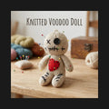 Charming Knitted Voodoo Doll with Cursed Heart