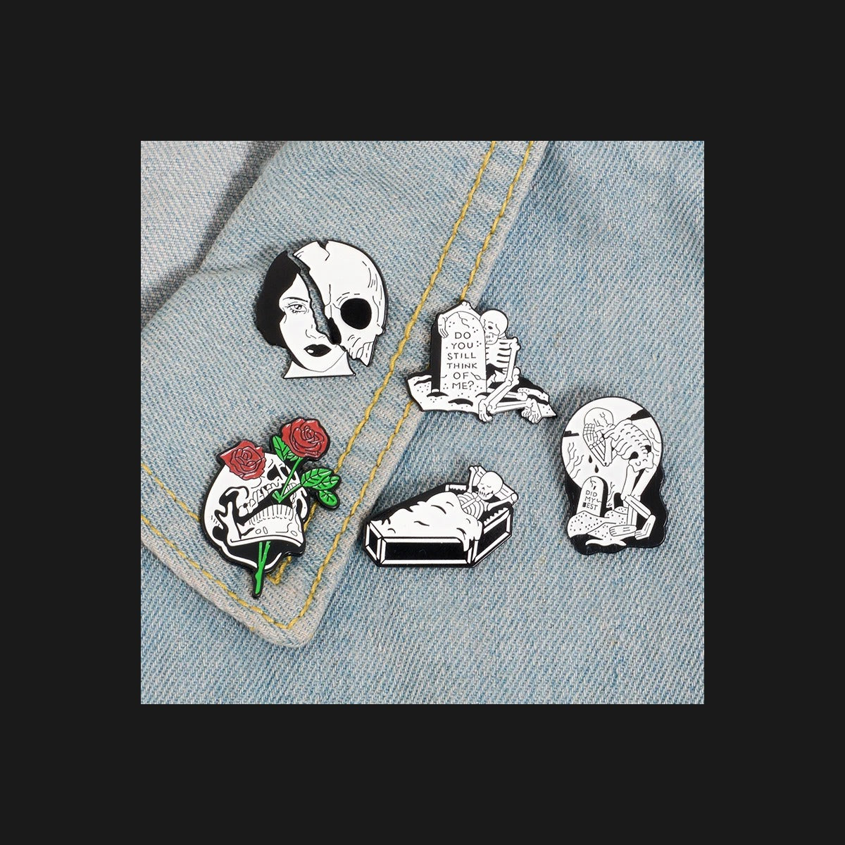 Creepy Skeleton Enamel Pin Set