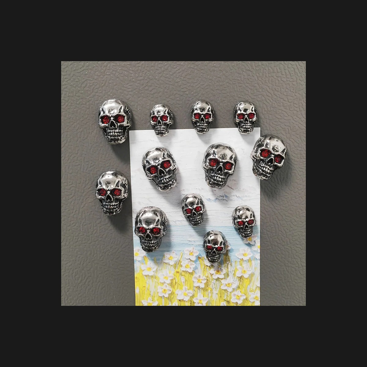 Chilling Skull Magnets with Red Eyes