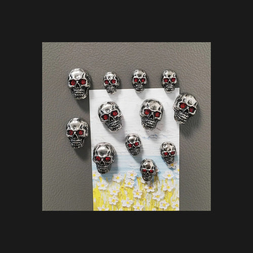 Chilling Skull Magnets with Red Eyes