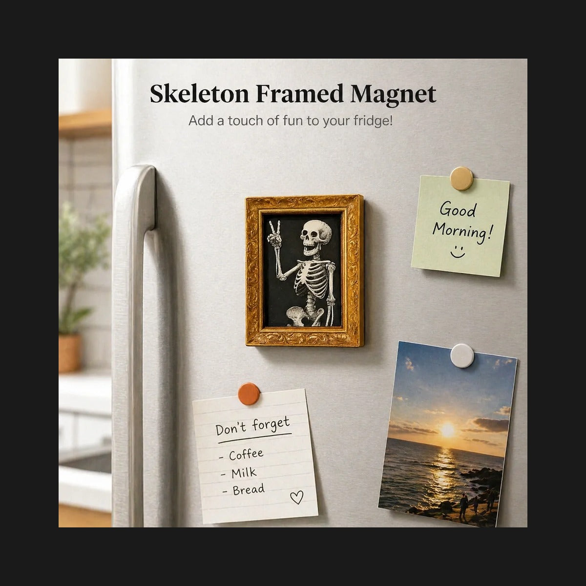 Creepy Skeleton Framed Magnet