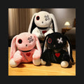 Creepy Plush Bunny Trio with Cursed Hearts