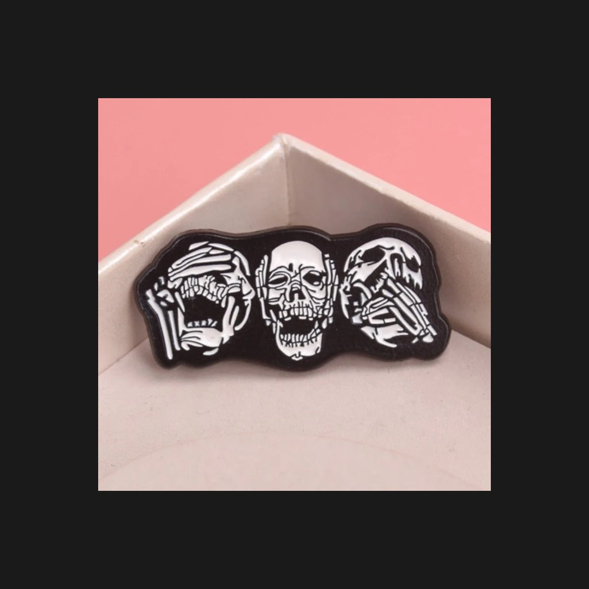 Triple Skull Hand Enamel Pin